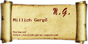 Millich Gergő névjegykártya